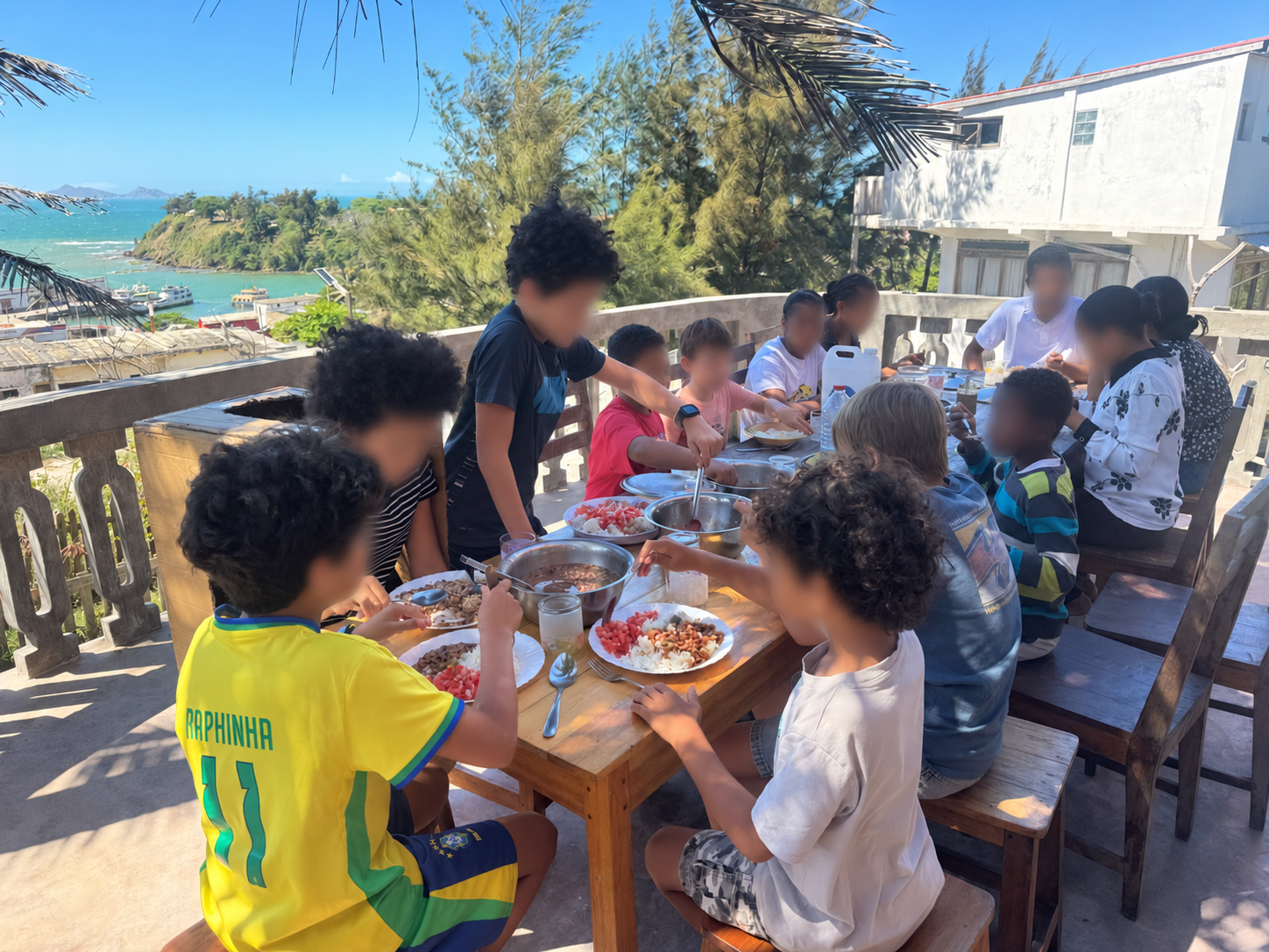 Lunch for the older class on the terrace